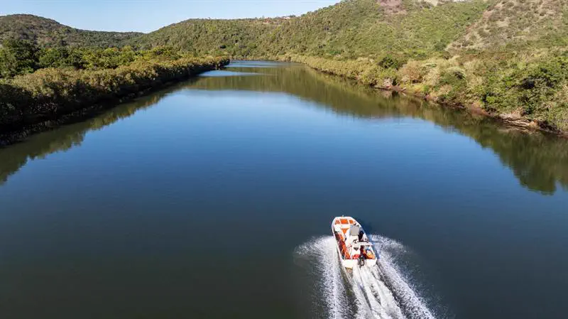 A boat on the calm river