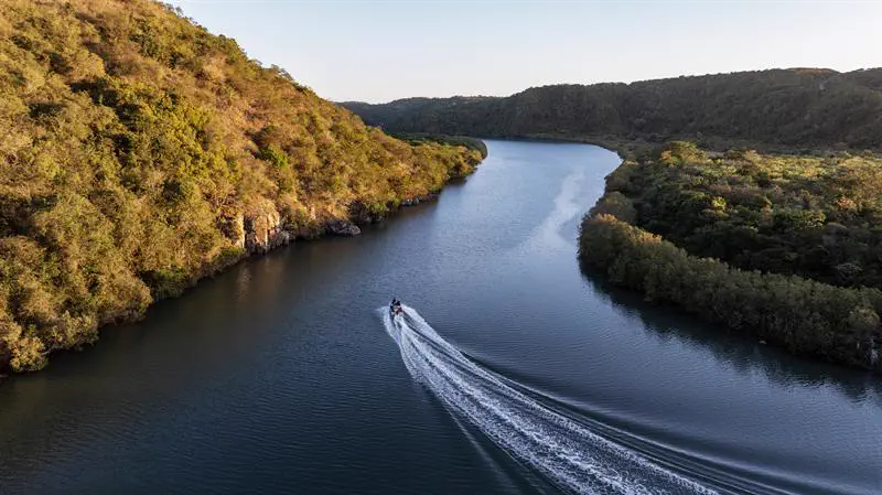 A boat on the river bend