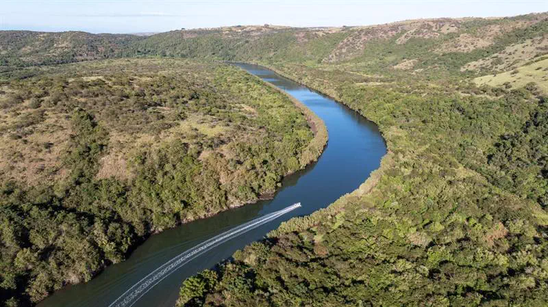 The river meandering through the hills